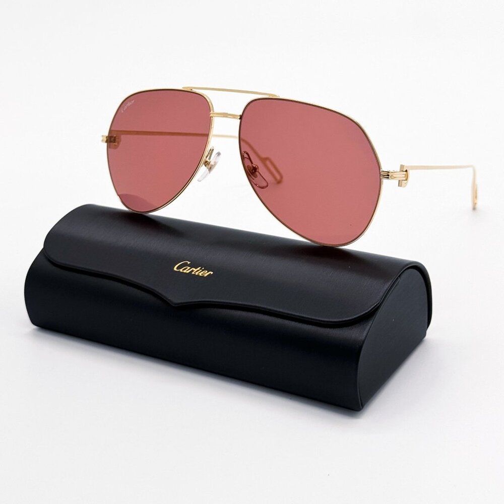 NEW CARTIER SUNGLASSES CT0110S 009 GOLD/BROWN MEN EYEWEAR CARTIER